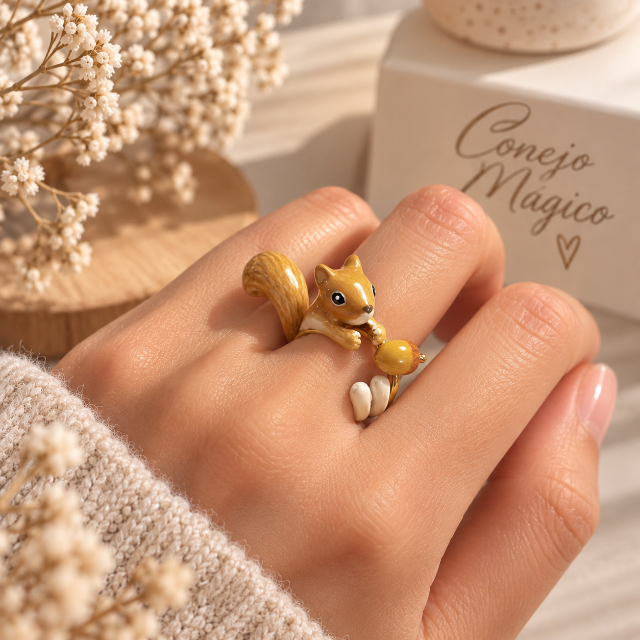 Anillo Ardilla Café Claro