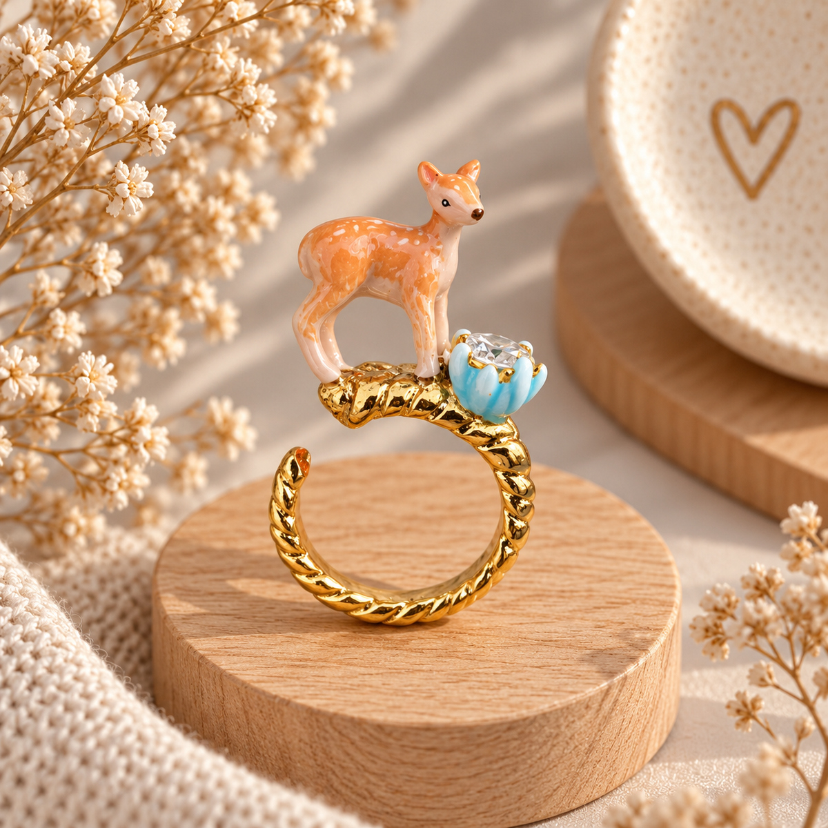 Anillo Ciervo Zircón de Cristal