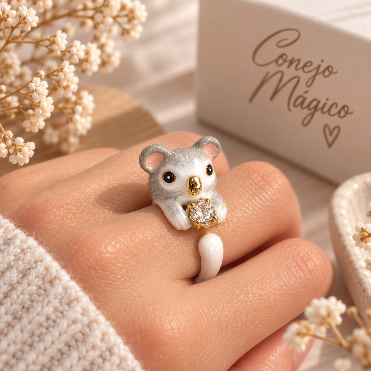 Anillo Koala Zircón de Cristal