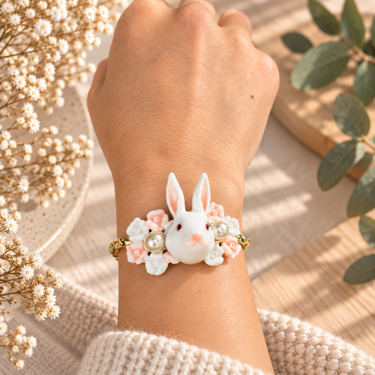 Pulsera Conejo Perla
