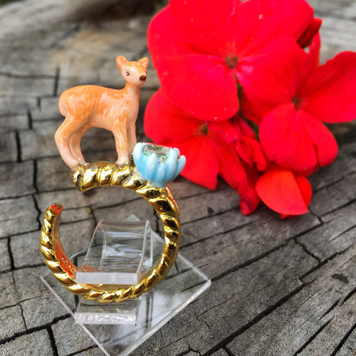 Anillo Ciervo Zircón de Cristal