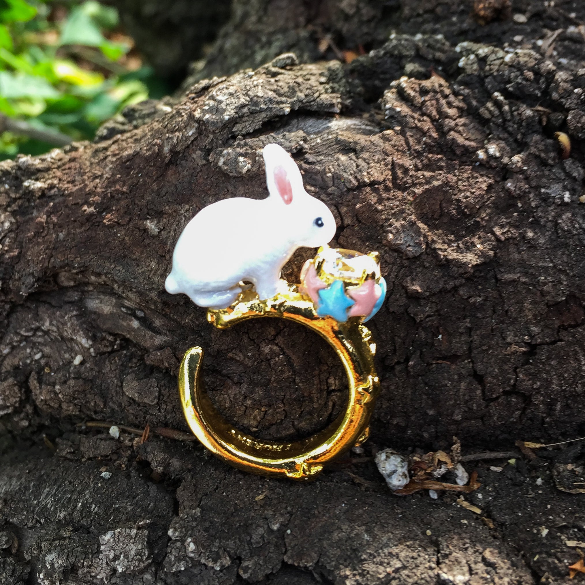 Anillo Conejo Zircón de Cristal Estrellado