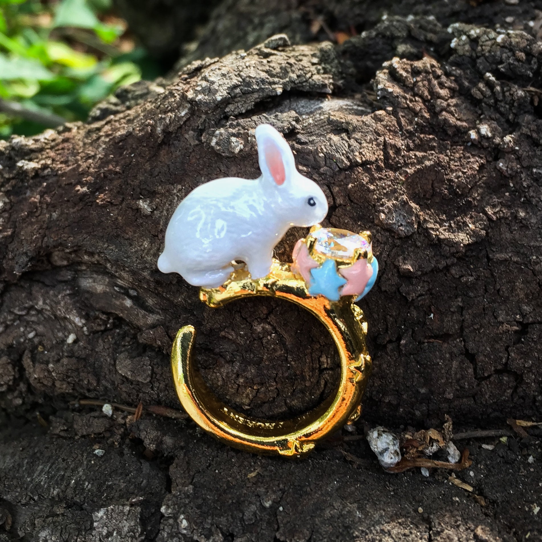 Anillo Conejo Zircón de Cristal Estrellado