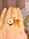 Anillo Ciervo Flor Rosada