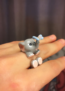 Anillo Elefante Gris Mariposa