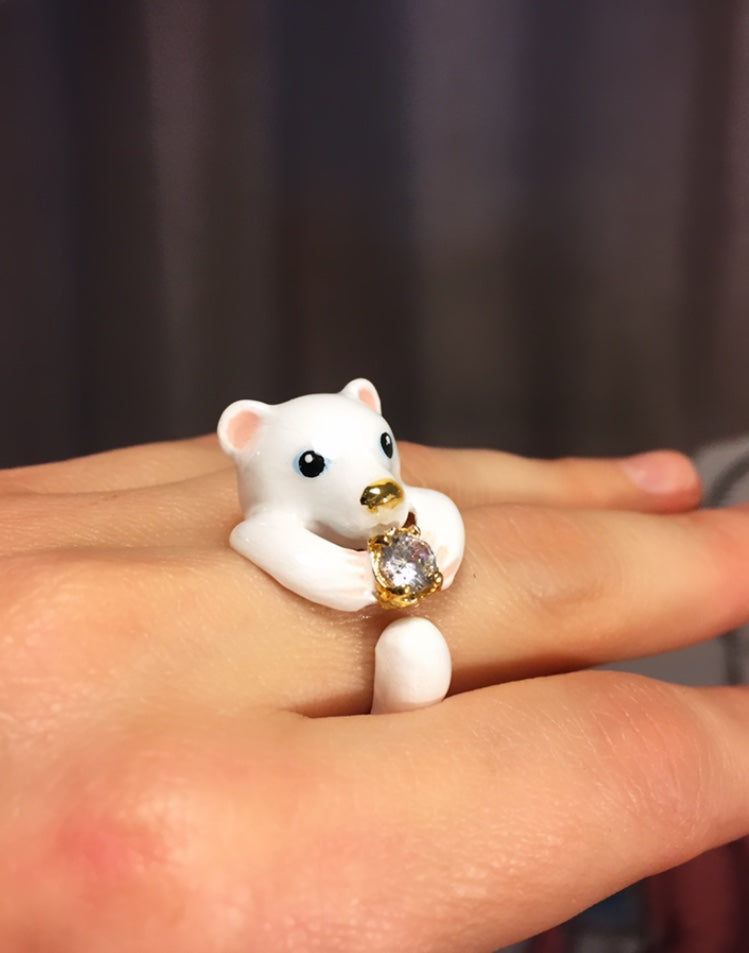 Anillo Oso Polar Zircón de Cristal