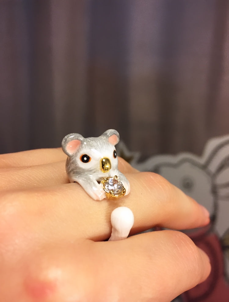 Anillo Koala Zircón de Cristal