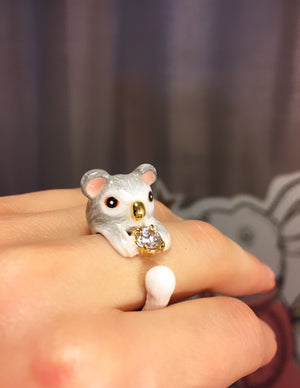 Anillo Koala Zircón de Cristal