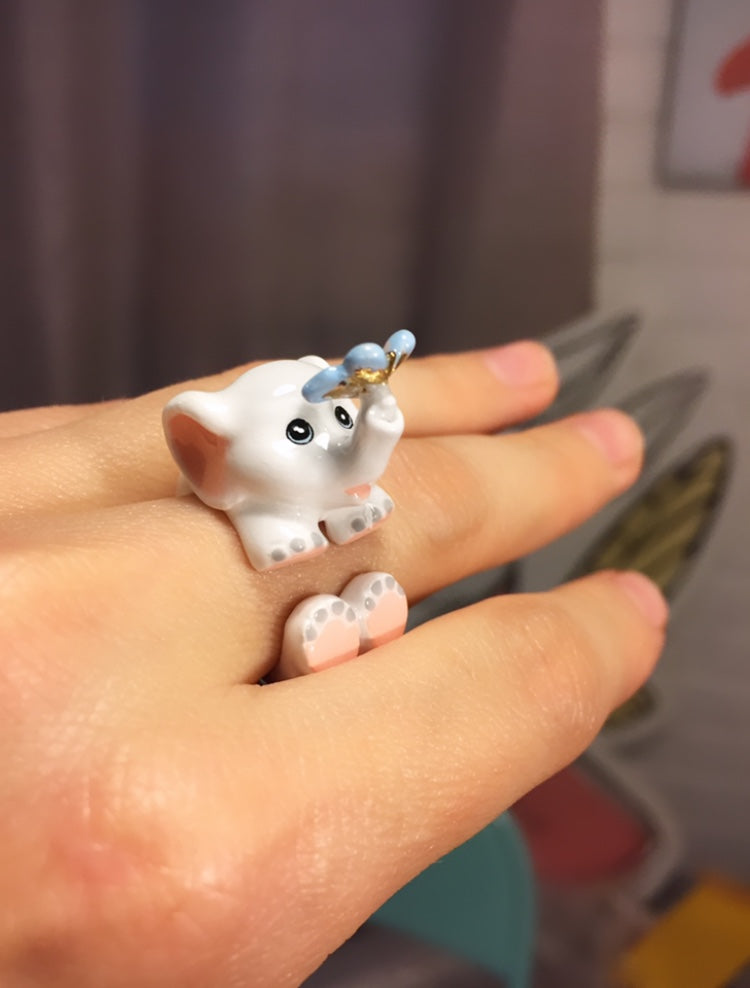 Anillo Elefante Blanco Mariposa