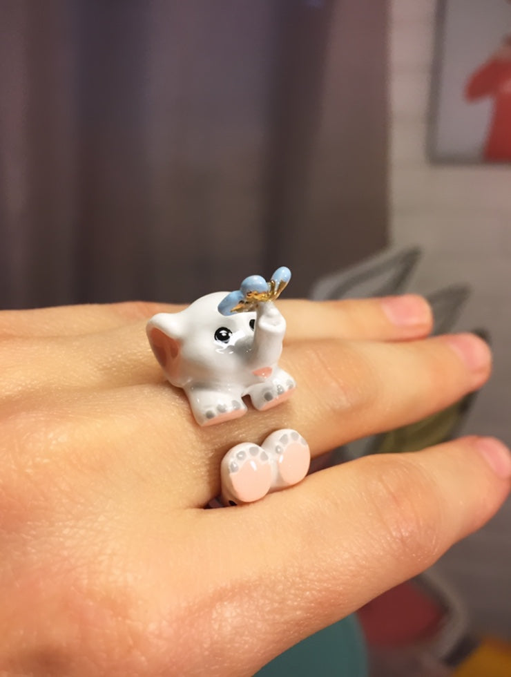 Anillo Elefante Blanco Mariposa