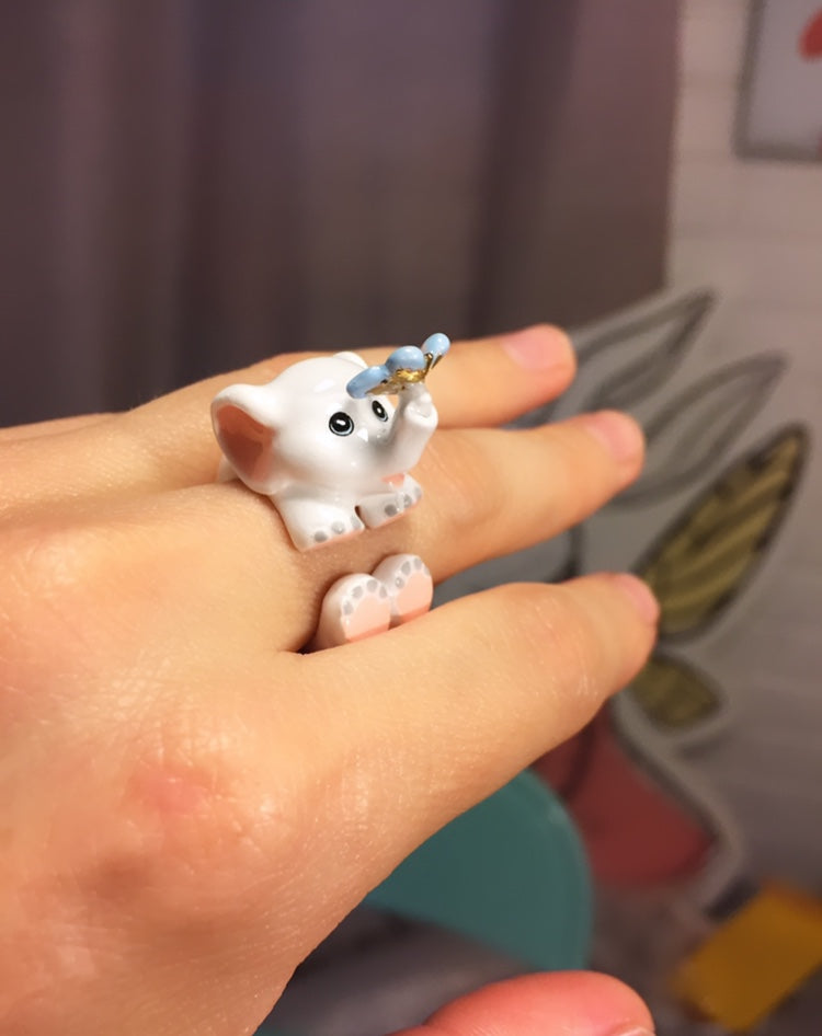 Anillo Elefante Blanco Mariposa