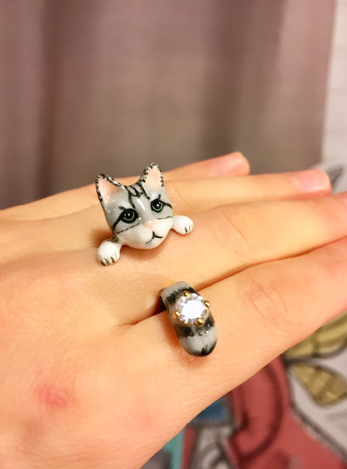 Anillo Gatito Zircón de Cristal